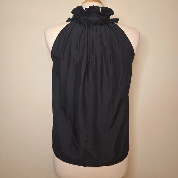 Y2K J. Crew silk ruffle collar deco button front sleeveless blouse SZ XS - Picture 7 of 9